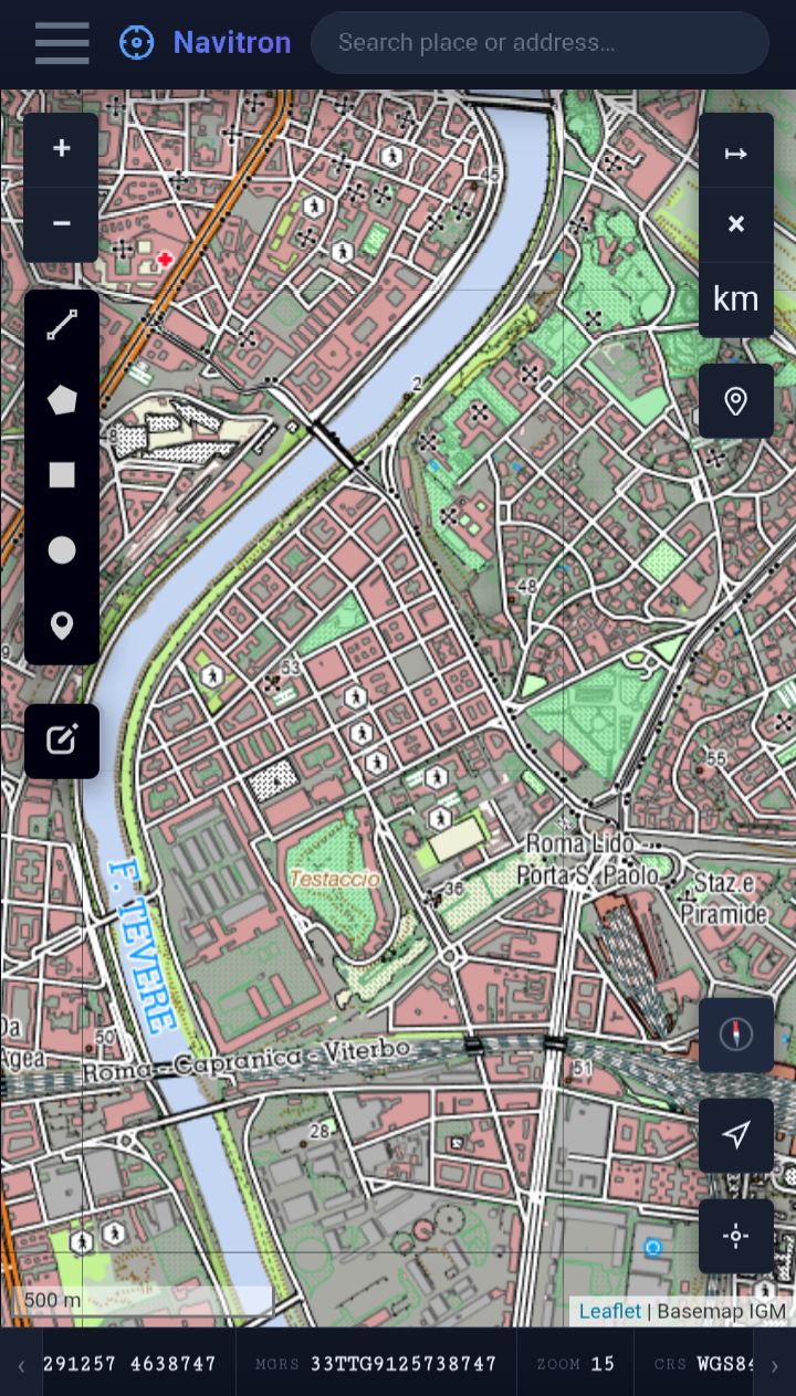 Mappa Navitron su cartografia IGM con lettura coordinate UTM e MGRS